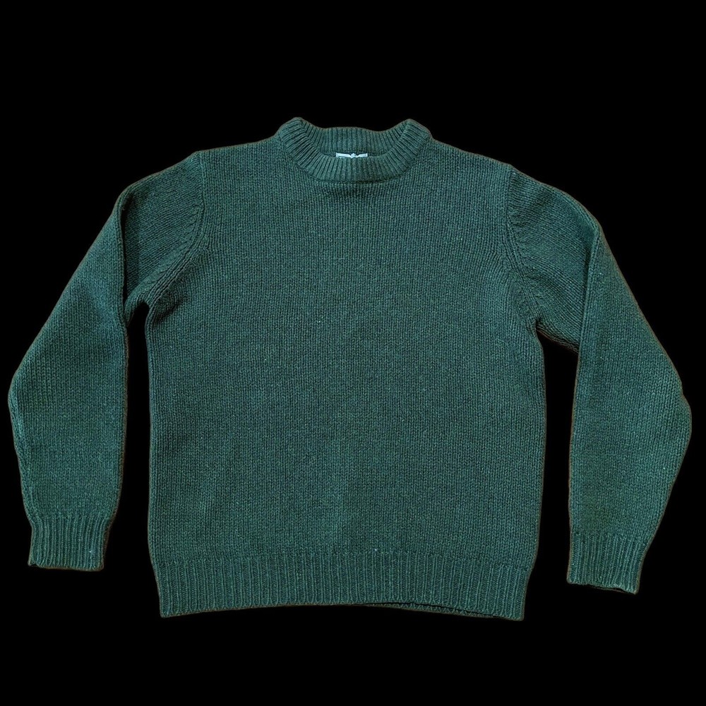 LL Bean Mens Lambs Wool Crew Neck Sweater Size Small S Reg Green Style O DBG9 - Picture 2 of 12